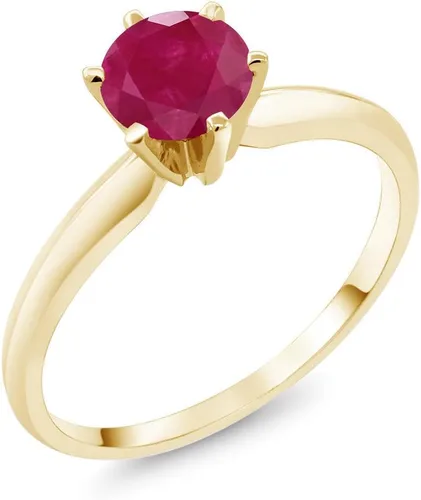 Miniatura 44 de Anillo de compromiso solitario con piedra preciosa redonda de oro amarillo de 14 quilates de 0.236 in para mujer Ajuste clásico de 6 puntas