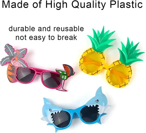 Miniatura 3 de Suloli Gafas de sol para fiesta, 6 pares de divertidos accesorios de disfraces tropicales para fiestas de verano, anteojos novedosos para niños