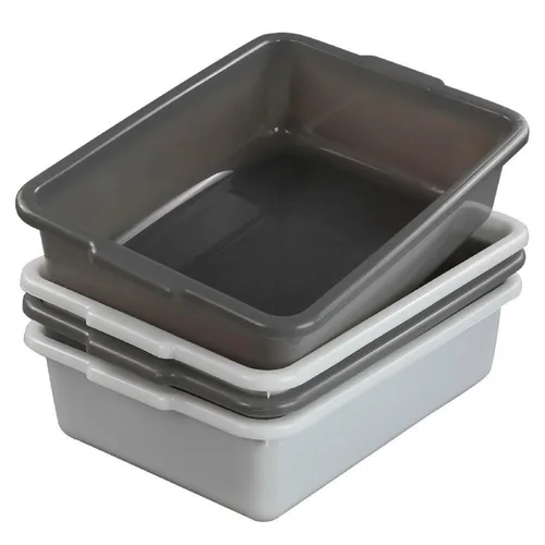 Teyyvn Caja de plástico para autobús/utilidad, caja de transporte de lavabo comercial, paquete de 4