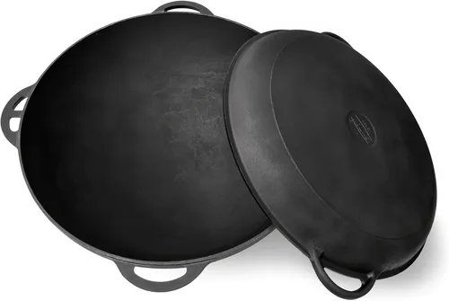 Olla de horno holandés con tapa Syton (12.5 cuartos de galón (12 litros) - Horno holandés de camping - Juego de utensilios de cocina de hierro