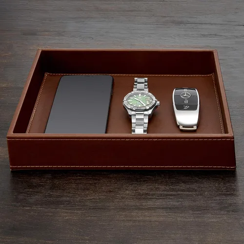 Miniatura 5 de GALLAWAY LEATHER Bandeja de valet para hombres - Organizador de mesita de noche Bandeja EDC para billetera y llaves - Bandeja recogetodo de cómoda