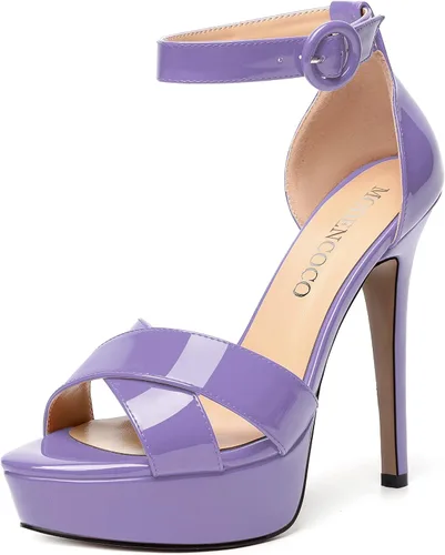 Miniatura 22 de MODENCOCO Sandalias de boda con correa de tobillo sexy para mujer, con plataforma y puntera abierta, tacón de aguja y tacón alto, zapatos de vestir
