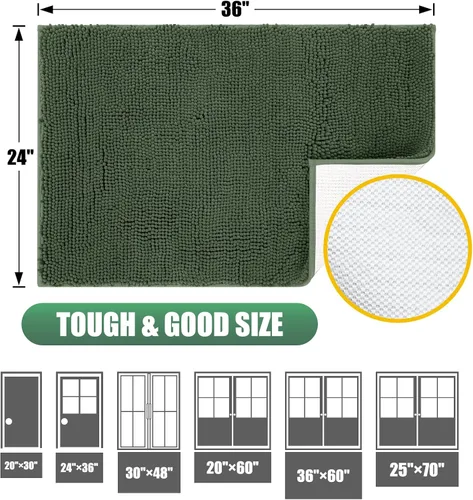 Miniatura 2 de IM HOME Felpudo absorbente de chenilla para exterior de 36" x 24", tapetes para puertas lavables y fangosos para perros, tapete antideslizante