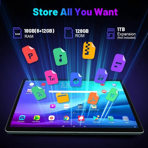 Miniatura 6 de Tablet Android 14 de 11 pulgadas, 18 GB de RAM 128 GB ROM 1 TB Expand, CPU Octa-Core 2.0GHz, WiFi 5G, pantalla 2K, cámara de 13MP+5MP+5MP, batería