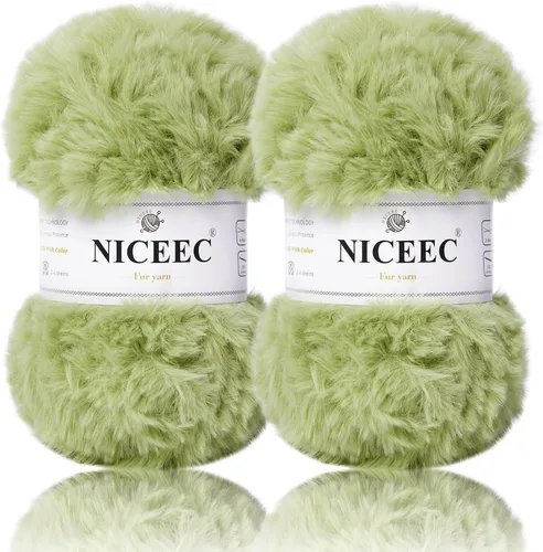 Miniatura 15 de NICEEC Hilo de Pelo Sintético Super Suave, Grueso y Esponjoso, Hilo de Pestañas para Crochet y Tejido (Longitud Total 192m/9.1kg) - Otoño/300g