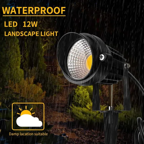 Miniatura 3 de Foco Blanco Cálido, Luces de Punto de Paisaje 12W 3000K, Iluminación de Jardín Impermeable IP65, Luces LED COB de Caja Metálica para Lámpara