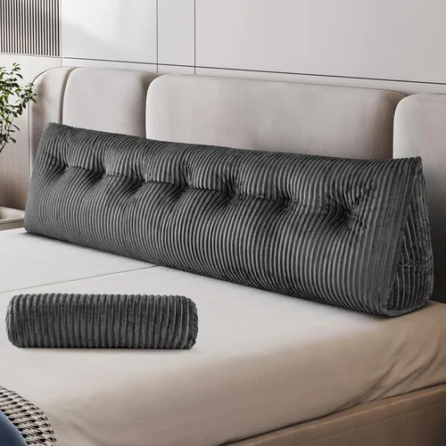 Miniatura 33 de Z-hom Almohada de cuña grande para cabecero, almohada triangular para cabecero tamaño king, almohada de lectura para cama con una almohada enrollada