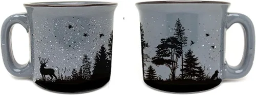 Miniatura 8 de Black Lantern Tazas de café – Tazas de cerámica con temática natural premium para bebidas calientes – Taza rústica de alce impreso a mano