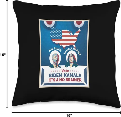 Miniatura 4 de Funny Republican Joe Biden Kamala Harris Joke Political Meme-Vote Biden Kamala Harris is its a no brainer - Almohada de 16 x 16 pulgadas, multicolor