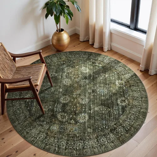 Miniatura 14 de Moynesa Alfombra de pasillo ultra fina lavable de 2 x 6 pies, antideslizante, resistente a las manchas, alfombra vintage que no desprende para Gris
