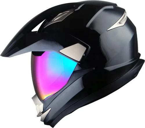 1Storm Casco Deportivo Dual Motocicleta Cara Completa Motocross Todoterreno Bicicleta Color Negro Mate