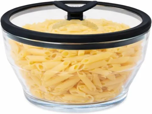Anyday Almacenamiento de alimentos para 8 tazas de vidrio con tapa de vidrio, recipiente hondo redondo | Preparación de comidas y utensilios de