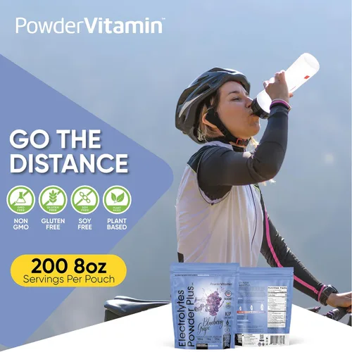 Miniatura 6 de Electrolitos Powder Plus (100 porciones) Polvo de electrolitos de Arándano y Uva Sin Azúcar, Keto, 0 azúcar, Sin Maltodextrina, 1000 mg de potasio