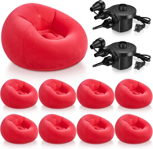 Miniatura 11 de Realspring 6, 9, 12 piezas de puf inflables para adultos con bomba de aire eléctrica, sofá plegable portátil inflable para acampar nocturno de cine