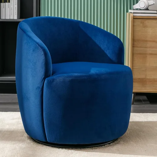 Miniatura 20 de FOXHUNTER Silla giratoria de barril, sillón individual pequeño de 360°, cómodo sofá redondo, sillas de botón acolchadas, modernas sillas de acento