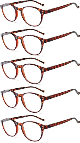 Miniatura 13 de NORPERWIS 5 pares de anteojos de lectura, ajuste estándar, con bisagra de resorte, lentes para hombres y mujeres, Mediana