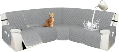 Miniatura 16 de Arfntevss Fundas de sofá modular reclinable, 100% impermeable, en forma de L, para sillón reclinable en forma de L, funda seccional lavable