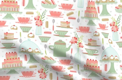 Spoonflower Tela – 1950S Pastel Retro Café Té Dulces Cocina Impreso en Tela Gasa Cuarto Grasa – Coser Moda Vestidos Decoración del Hogar