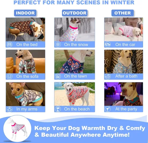 Miniatura 8 de LovinPet Chaquetas para perros grandes de 50 a 60 libras, ropa de tela de franela agradable a la piel para perros, estampado de espuma de mar