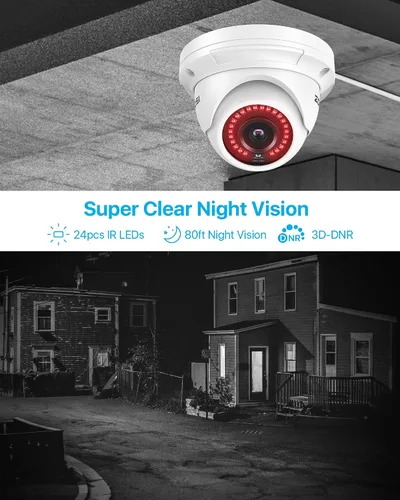 Miniatura 4 de ZOSI Sistema de cámara de seguridad POE 4K de 16 canales, cámara domo de metal CCTV de 16 x 5MP para exteriores e interiores, visión nocturna de 80