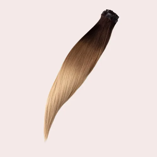 Miniatura 4 de BFB Hair Extensiones de cabello con pinzas para mujer, extensiones de cabello humano real, color castaño y rubio degradado bañado en miel, 21 Miel
