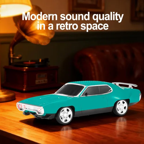 Miniatura 7 de Altavoz Bluetooth retro para automóvil con sonido estéreo HD, emparejamiento TWS, luces LED de fiesta, micrófono incorporado, altavoz Bluetooth Verde