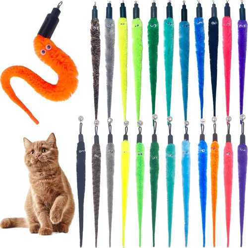 Recambios de gusano de juguete para gatos, 24 piezas interactivas para gatos de interior 24 piezas de recambios de gusanos