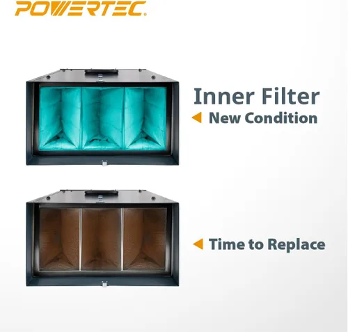 Miniatura 2 de POWERTEC Filtros de aire interiores de 1 micrón para reemplazo de filtro WEN 3417, POWERTEC AF1045/AF1044, WEN 1044 1270 CFM sistema de filtración