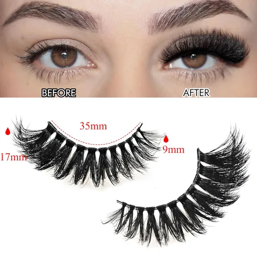 Miniatura 2 de FARRED - Pestañas postizas cortas, de visón natural, rizadas, delgadas y esponjosas que parecen extensiones, 0.6 pulgadas, pestañas rusas dramáticas