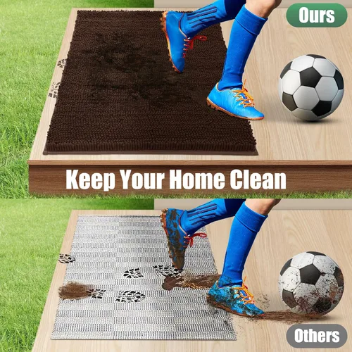 Miniatura 7 de IM HOME Tapete de chenilla absorbente para exterior 36" x 24", tapetes lavables antideslizantes para perros, tapete para puerta interior para Marrón