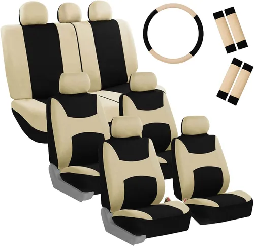 Miniatura 14 de FH Group Light & Breezy - Fundas de tela para asiento de auto, juego de tres filas para 7 asientos - Compatible con bolsa de aire y asiento dividido