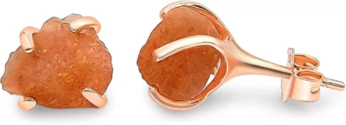 Miniatura 64 de Aretes de piedra preciosa natural en bruto con oro rosa sobre plata de ley 925, 6 a 0.276 in, regalo de piedra de nacimiento de calidad genuina