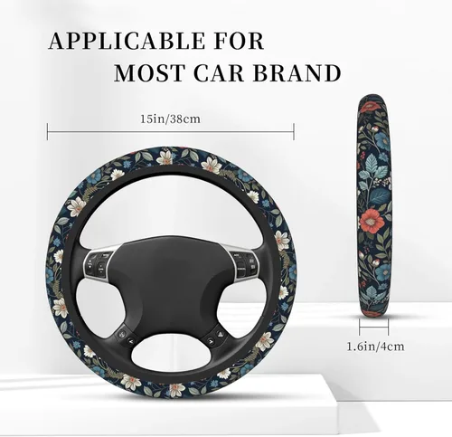 Miniatura 3 de Funda para volante de automóvil, ajuste universal, accesorios para el interior del automóvil para mujeres y hombres, 15 pulgadas, transpirable