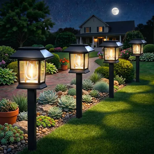 Miniatura 7 de Benany Luces solares para exteriores, paquete de 12 luces solares impermeables para caminos, iluminación de paisaje para camino, pasarela, césped