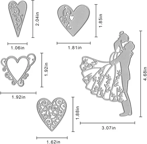 Miniatura 2 de Troqueles de corte de metal para parejas de San Valentín, novios, corazones de amor para boda, día de San Valentín, tarjetas, manualidades, álbumes