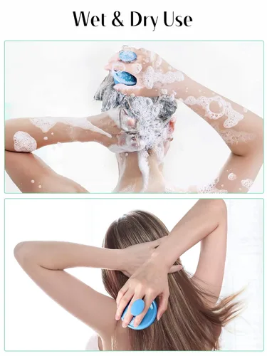 Miniatura 47 de HEETA Masajeador de cuero cabelludo para el crecimiento del cabello, cepillo de champú exfoliante de cuero cabelludo de silicona suave para Rojo