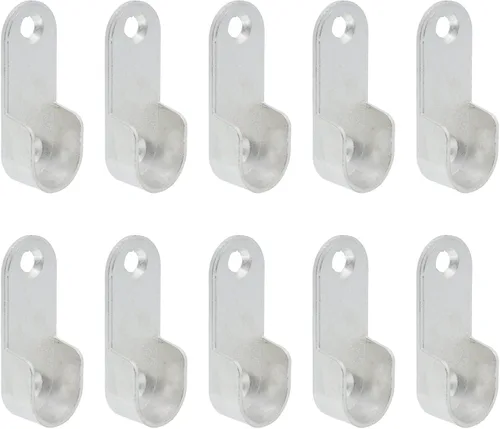 Miniatura 7 de Mcredy Soporte de barra de armario de aleación de zinc ovalado para colgar riel soporte de extremo para armario de armario, plateado, paquete de 4