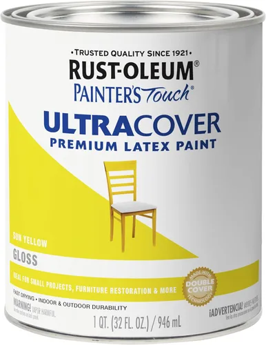 Miniatura 43 de Rust-Oleum Brush On Paint 224430T Painter's Touch - Pintura de látex, cuarto de galón, imprimación blanca plana acrílica, 32 onzas líquidas