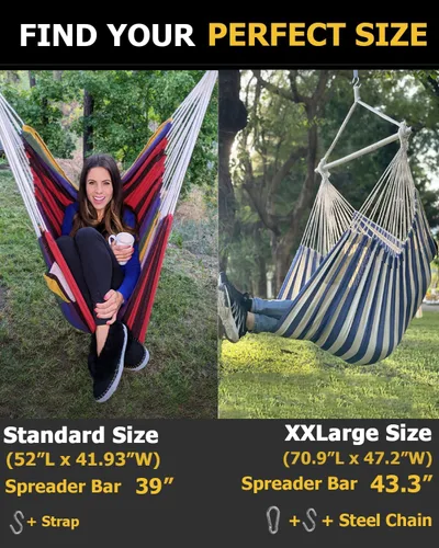 Miniatura 7 de ADVOKAIR Silla hamaca colgante silla columpio de cuerda XXL – Máximo 500lbs, silla hamaca columpio grande de 70in – Barra separadora de acero