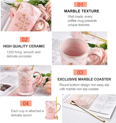 Miniatura 5 de YHRJWN Regalos de Graduación de Navidad, Taza de Café Now Hotter By One Degree, Regalos de Graduación de Navidad para Ella Chicas Amigas, Taza