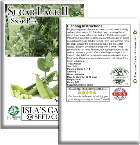 Miniatura 7 de Sugar Lace II - Semillas de guisantes para plantar, más de 50 semillas tradicionales por paquete, semillas de jardín de Isla