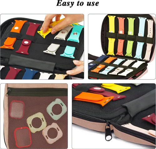 Miniatura 3 de PACMAXI Funda de transporte de almacenamiento para 20 correas de reloj, compatible con relojes, soporte de correa de reloj expandible, almacena 20