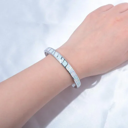 Miniatura 4 de CiNily Pulsera de ópalo para mujer, chapada en oro, hipoalergénica, con piedras preciosas abiertas