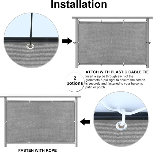 Miniatura 2 de Eden's Decor - Pantalla de privacidad para balcón gris de 2'6" x 7' de malla para parabrisas, resistente a la intemperie, protección UV