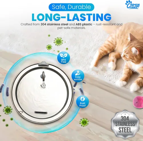 Miniatura 3 de Fuente de agua para perros de acero inoxidable, dispensador de agua automático grande de 8 litros para gatos, perros y otras mascotas, fuente
