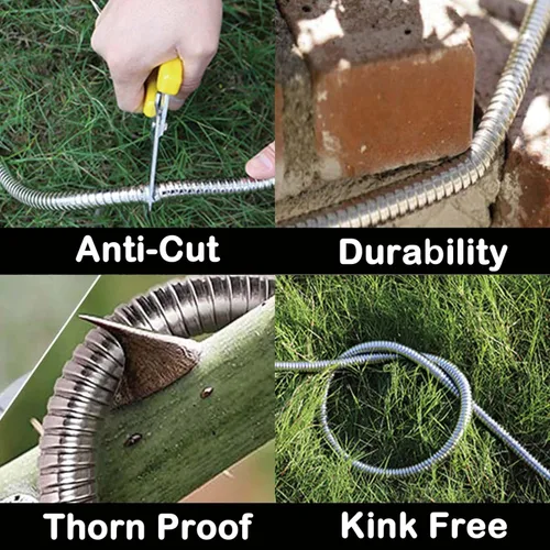 Miniatura 5 de Manguera líder de acero inoxidable: Extensión de manguera de jardín corta de 1 pie con acero 304 - Conector de metal flexible para grifo o carrete