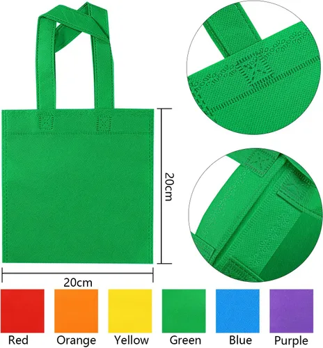 Miniatura 2 de Elcoho 30 bolsas de mano no tejidas arcoíris para fiestas, 8 x 8 pulgadas, rojo, naranja, amarillo, verde, azul, morado, boda, cumpleaños