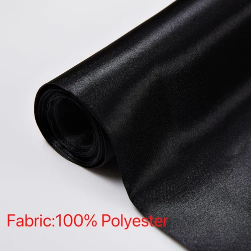 Miniatura 2 de 1 yarda de 63 pulgadas de ancho negro sedoso 100% poliéster, tela de satén para bodas, decoración, fiesta, moda, ropa, manualidades, costura