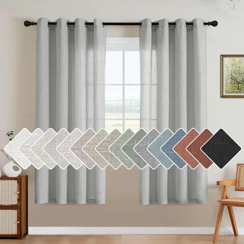 Miniatura 27 de H.VERSAILTEX Elegant - Cortinas texturizadas de lino natural mezclado con eficiencia energética, filtrado de luz, con ojales de níquel