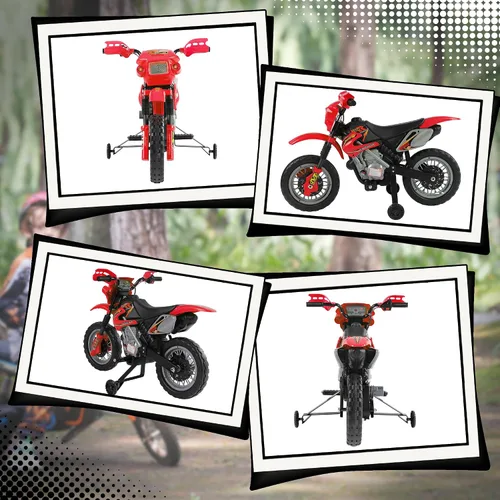 Miniatura 9 de Motocross eléctrica para niños 6 V, color rojo, de Aosom